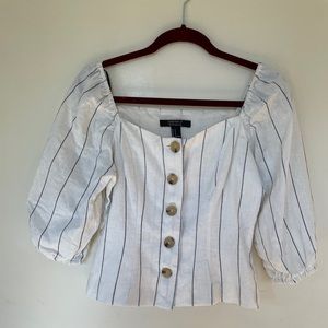 Forever21 Boho striped puffed sleeve top
